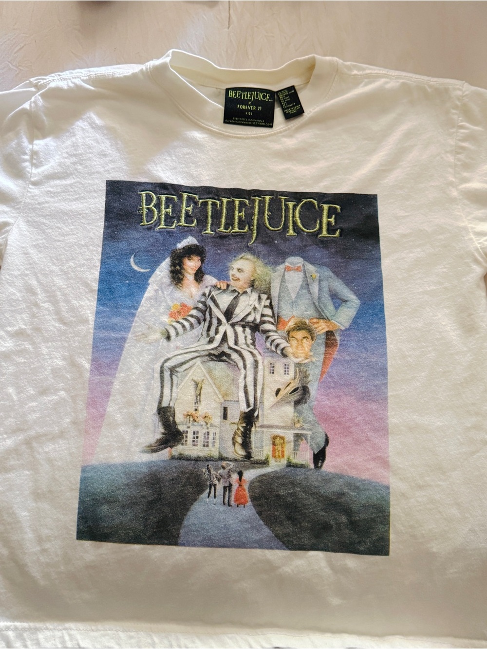 Forever 21 Beetlejuice Graphic Tee - White kids size 11/12